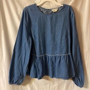 Chambray Peplum Blouse
